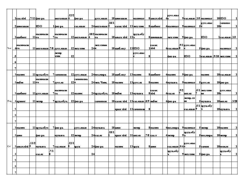 Расписание