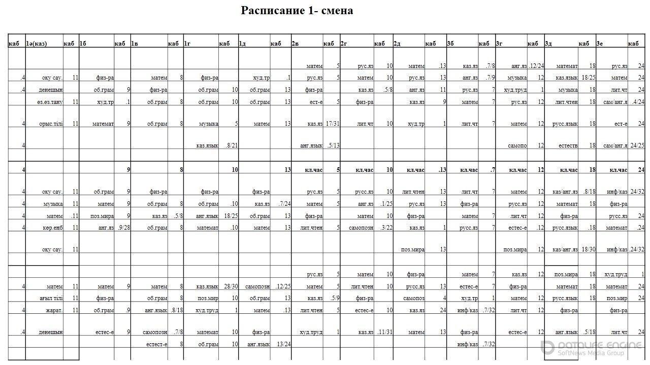 Расписание