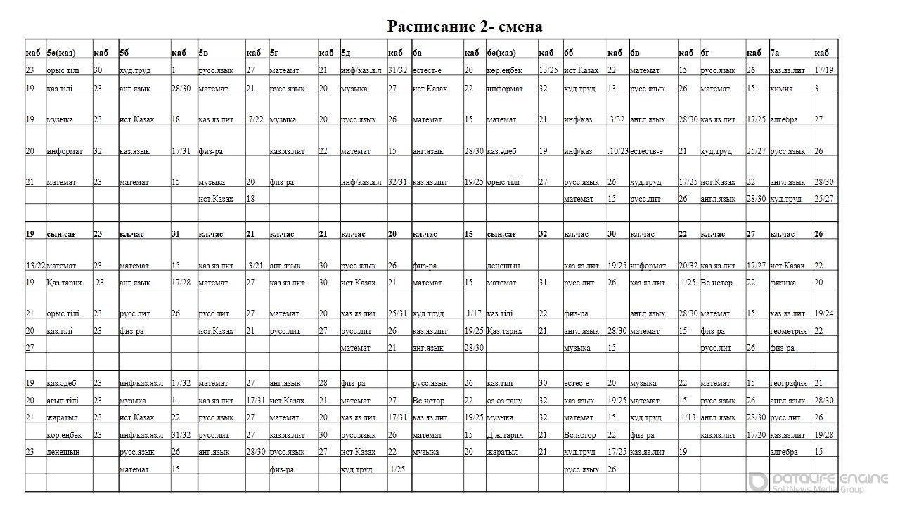 Расписание