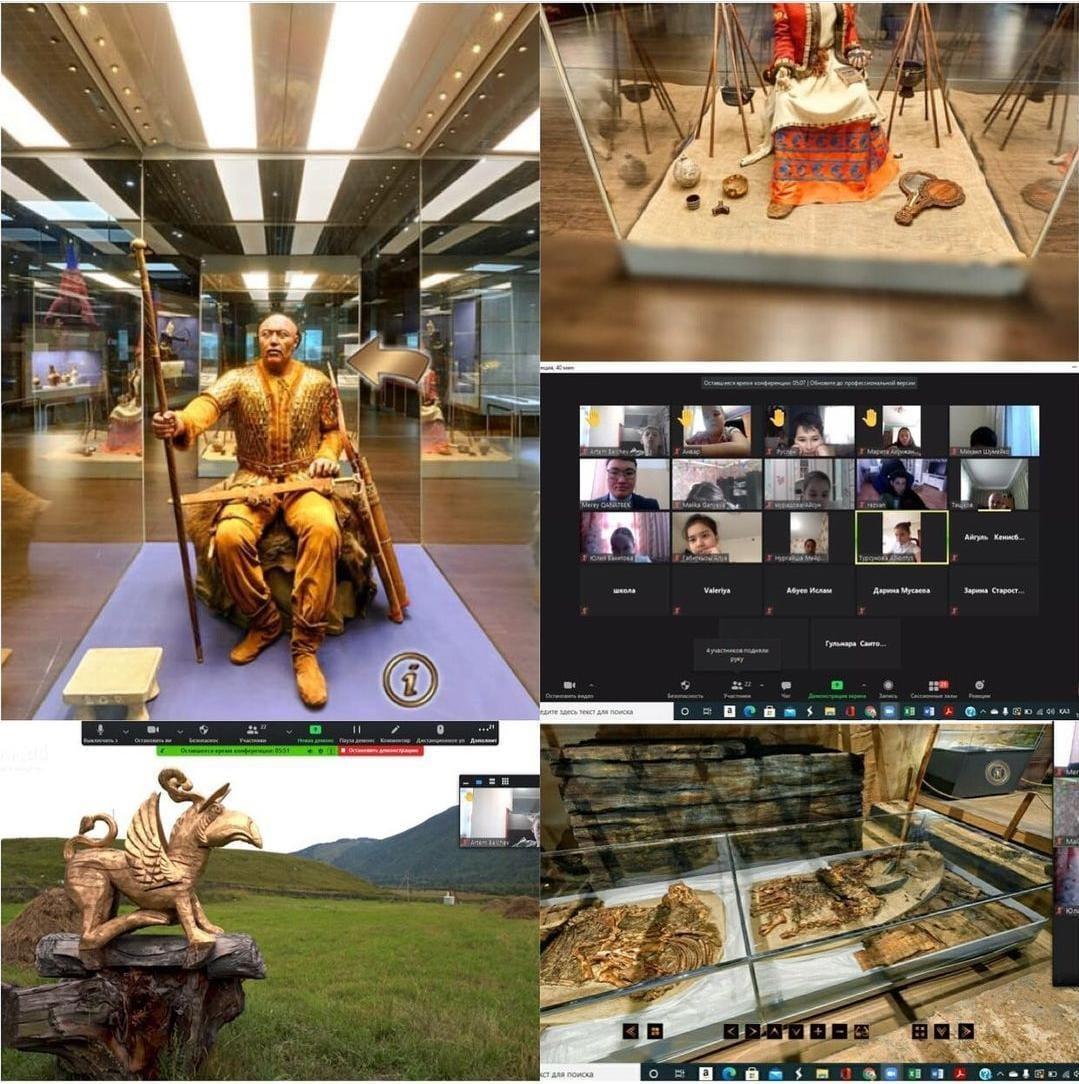 В КГУ N103 школа-гимназия. По плану МО общественно-гуманитарного цикла в рамках декады истории, провели онлайн открытый урок. На тему: “Берельские курганы” с учениками 5 “В” класса.