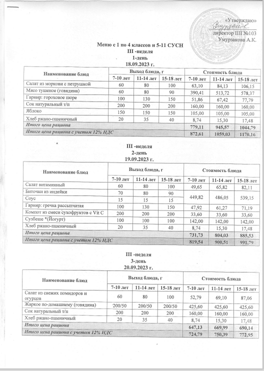 Ас мәзірі 20.09.2023