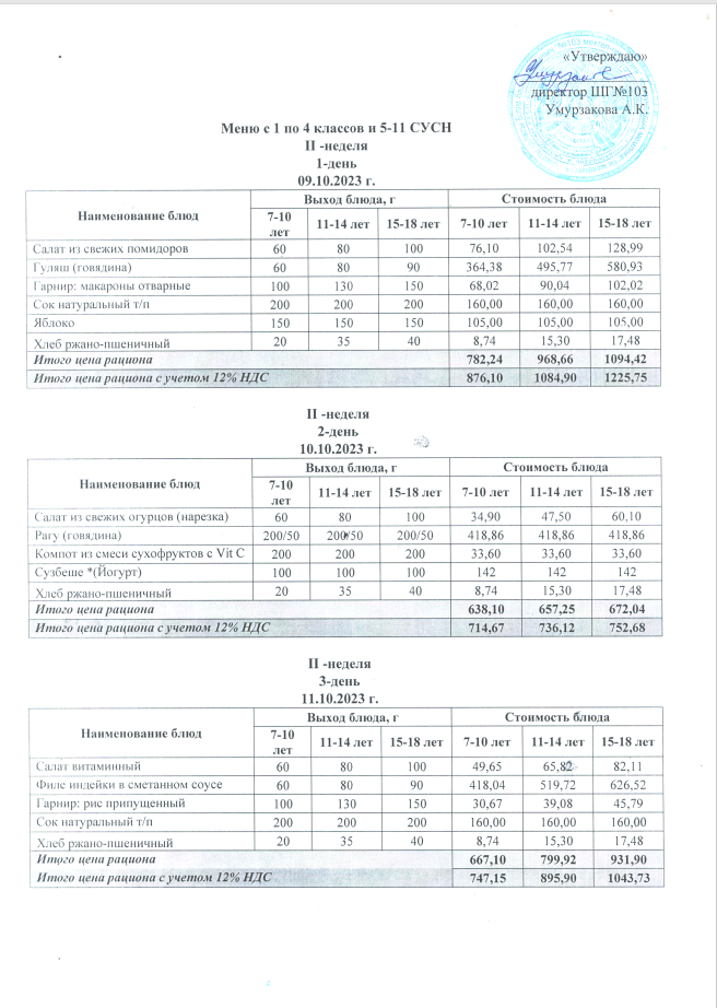 Ас мәзірі 09.10.2023